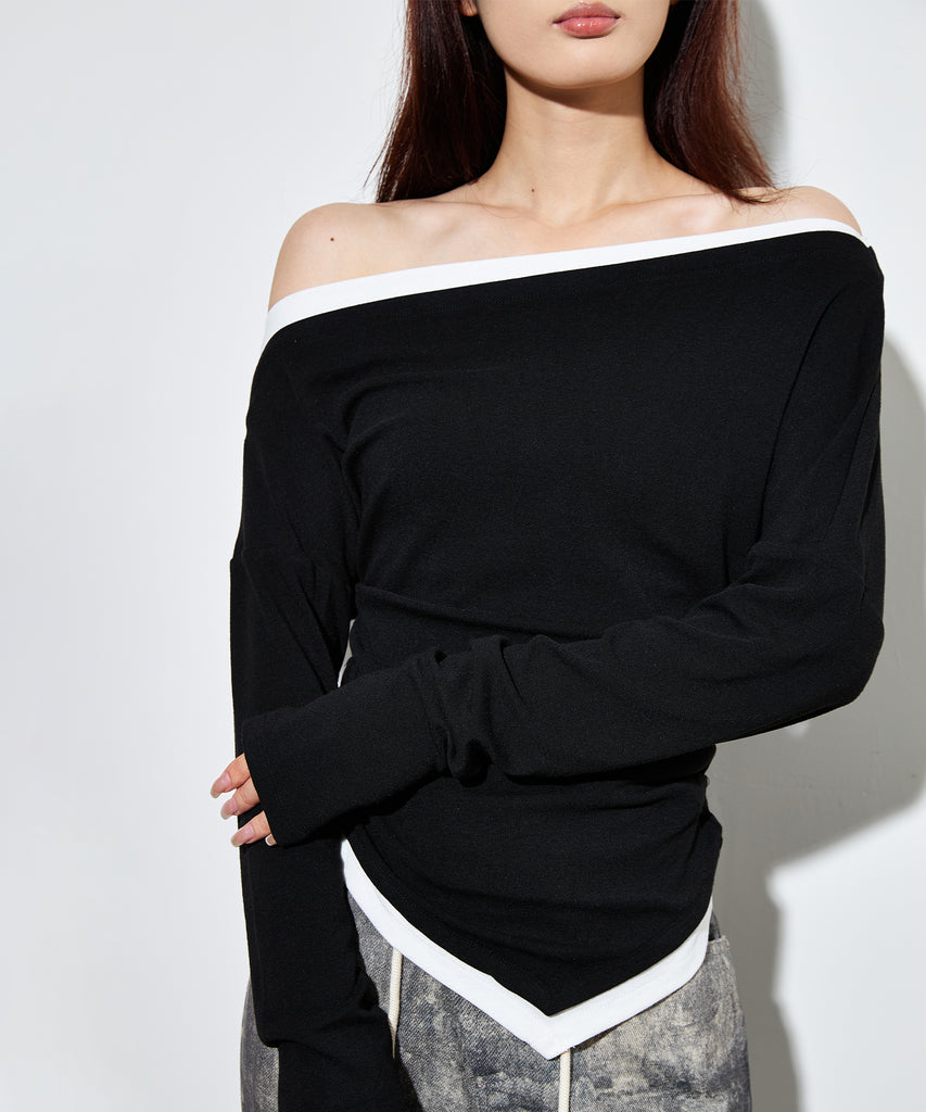 bicolor side gather layered tops – SUWDEE