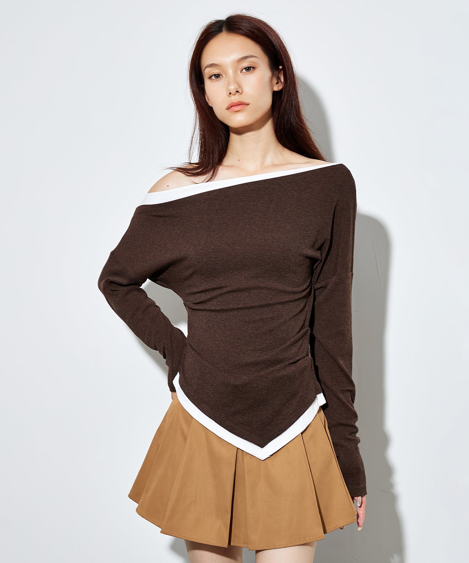 トップス THEREDTHREAD S bicolor layered tops THEREDTHREAD / ザレッドスレッド】S bicolor layered tops