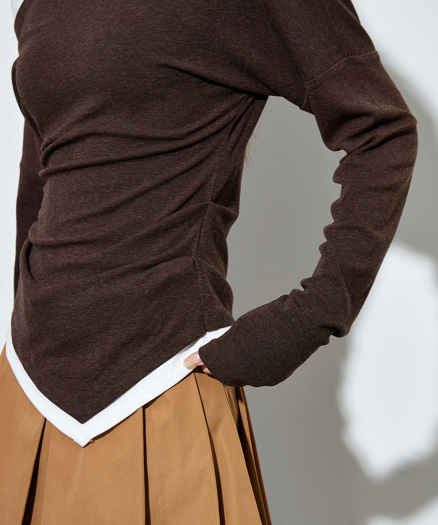 bicolor side gather layered tops – SUWDEE
