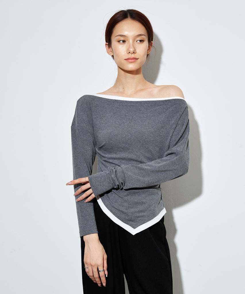 bicolor side gather layered tops – SUWDEE