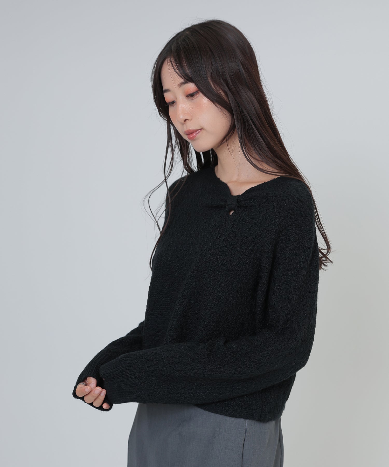 ribbon motif knit pullover – SUWDEE